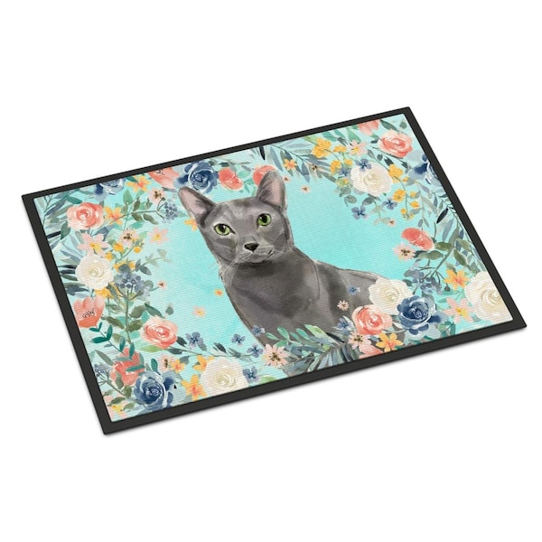 Carolines Treasures 18 x 27 in. Blue Russian Spring Flowers Indoor or Outdoor Mat CK3390MAT - main